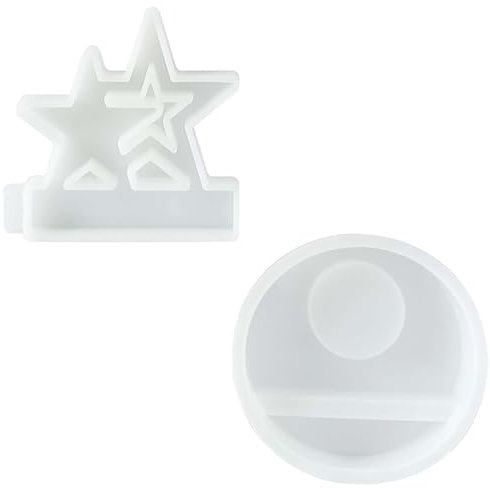 NIEEKRUN Silikonformen Gießformen für Kerzenhalter, 2-teiliges Set: Stern und Rund, Ideal für Epoxidharz, Gips, DIY Teelichthalter, Kerzenständer