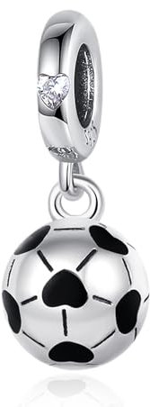 Famuan Soccer Balls Charm 925 Sterling Silber Anhänger Armbänder Weihnachten Valentinstag Geburtstag Schmuck Geschenke für Familie Freunde Frauen