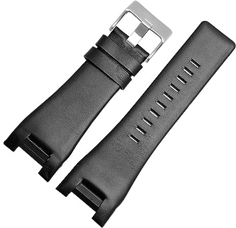 TVKSIPAR 32mm Echtes Leder Armband Armband Fit For Diesel Uhr Strap Armbanduhren Band For DZ1216 DZ1273 DZ4246 DZ4247DZ287 Uhr Band(B-black-silverbuckle)