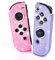 DLseego Housse de Protection pour Switch/Switch OLED Controller,Transparence Glitter Soft TPU Switch Joycon Protector Grip Coque Coque,Poignées Gauche et Droite,Rose+Violet