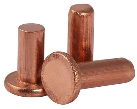100PCS GB867-86 Solid Red Copper Rivets Pan Head Rivets Flat Head Copper Riveting M2(M2 X 12 mm)
