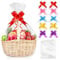 SelfTek Cellophane Wrap for Hampers with Bows, 10 Pack 33 x 22 Inches Large Hampers Bags with 10 Pull Bows Clear Cellophane Bags for Gift Baskets Making Easter Presents Packaging