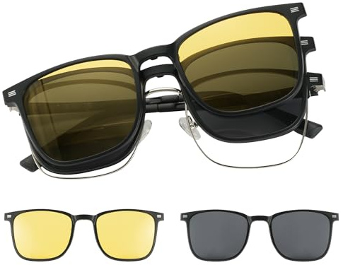 Cyxus Brillengestelle mit Magnetisch Clip Polarisierte Sonnenbrille Herren Damen Leichtes TR90 Rahmen Sonnenbrille UV 400 für Fahren Angeln Reisen P1572T01