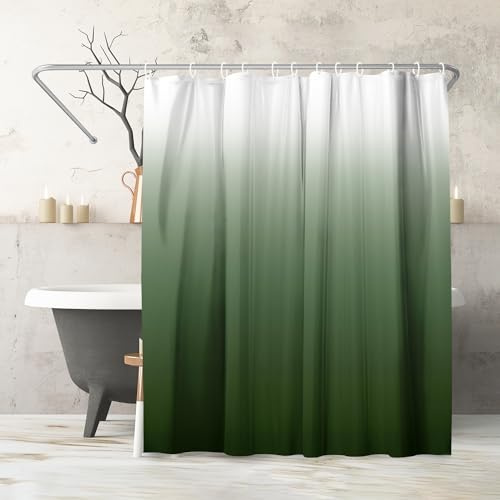 Americanflat Duschvorhang 180x200 cm, Grün mit Farbverlauf, 100% Polyester & Wasserabweisend, Badewanne Vorhang mit Metallösen & 12 Dusch Vorhang Ringen, Duschvorhänge für das Badezimmer