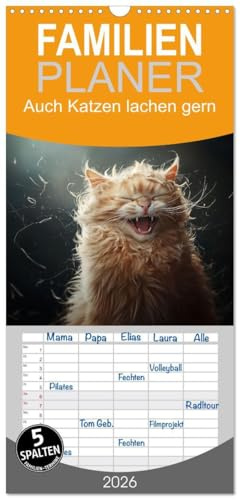 Familienplaner 2026 - Auch Katzen lachen gern mit 5 Spalten (Wandkalender, 21 cm x 45 cm), CALVENDO: Wenn Katzen lachen, bleibt kein Auge trocken (CALVENDO Tiere)