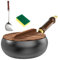 24 cm Japanese Pan with Shovel and Dishcloth, Natural Cast Uncoated Iron Pot Chinese Wok Large Belly, Uncoated Iron Pan Hand-Forged Pot with Heat Storage Function