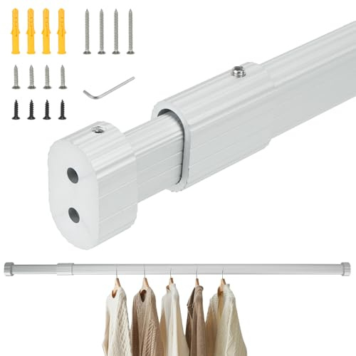 VirtuGro 84-155cm Barra Armario Extensible 70KG de Resistencia Blanco