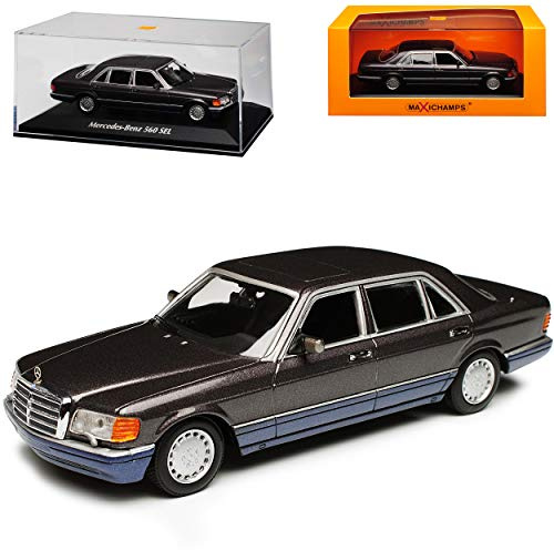 alles-meine.de GmbH Mercedes-B 560 SEL S-Klasse Purple Grau Metallic W126 1979-1991 1/43 Minichamps Maxichamps Modell Auto mit individiuellem Wunschkennzeichen