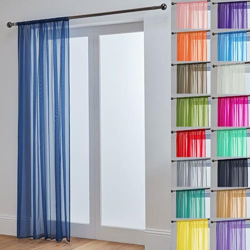 John Aird Lucy Voile Curtains - Rod Pocket Slot Top - Net Curtains - 1 Panel (Navy, 58 Wide x 118 Drop)