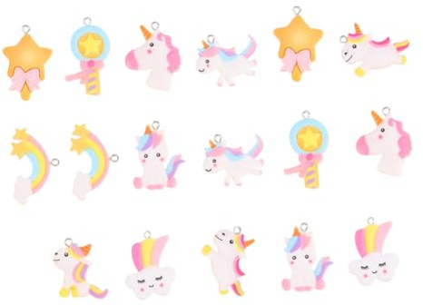 WRITWAA 17stücke Einhorn Harz Anhänger Cartoon Einhorn Charms Regenbogen Anhänger Diy Handwerk Verarbeitungsdetails