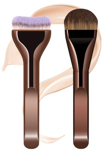 LEEQBCR 2 pièces Pinceau Fond de Teint Plat, Pinceau Correcteur Ultra-fin, Cadeaux pour Filles et Femmes