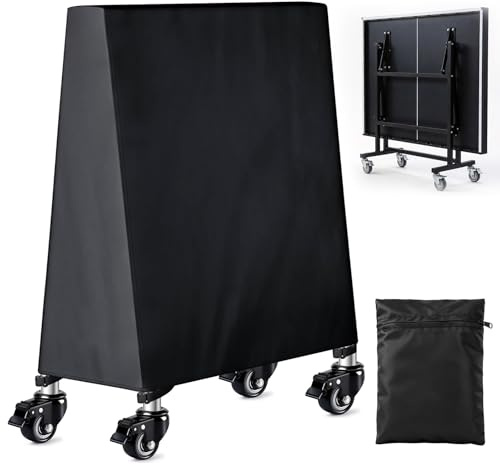 Novelfun Tischtennisplatte Abdeckung 420D Oxford Wasserdichte 165x70x185cm | UV-beständig Tischtennistisch Abdeckplane, Tischtennis Abdeckung mit Aufbewahrungstasche, Schutzbezug für Tischtennistische