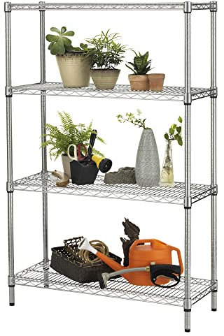 Archimede Sistema Componibile, Scaffale Esterno con 4 ripiani, Grigio (Cromato), 90 x 35 x 137 cm