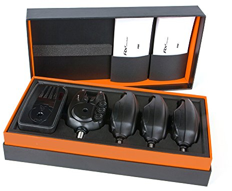 Fox Micron RX+ 4 Rod Set - 4 Bissanzeiger + 1 Receiver zum Karpfenangeln, Funkbissanzeiger zum Karpfen Angeln, Karpfenbissanzeiger