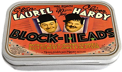 Block Heads 1938 Laurel & Hardy Vintage Movie Poster Slim Hinged 1oz Tin Tobacco Storage