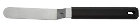 Arcos Gadgets Profesionales - Caja de 6 uds Espátula de Cocina - Acero Inoxidable 90 x 20 mm - Mango de Polipropileno Color Negro (6 pcs)