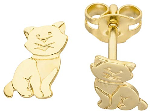 Jobo Damen-Ohrstecker Katze aus 8 Karat 333 Gold