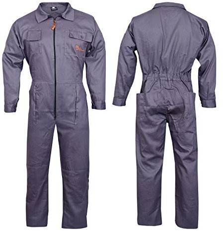 NORMAN Grey Men's Coveralls Boiler Suit Overalls for Warehouse Garages Workers Heavy Duty (XL)