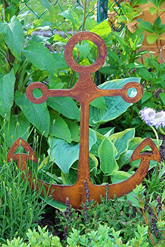 Bornhöft Gartenstecker Anker Metall Rost Gartendeko Edelrost Groß rostig (54cm x 46cm groß)