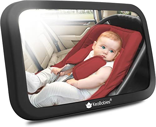 360°Autospiegel Baby Rücksitz - Großer Bruchsicherer Rücksitzspiegel Baby, Sicherheitsspiegel Auto für Babyschale, Kristallklarer Baby Rückspiegel Auto, Spiegel Baby Auto Rücksitz (Matte Black)
