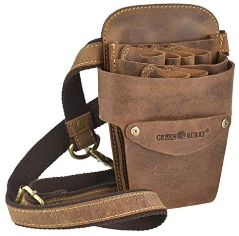 Greenburry Friseurtasche Scherentasche Scherenholster Werkzeugtasche antikbraun Leder Vintage