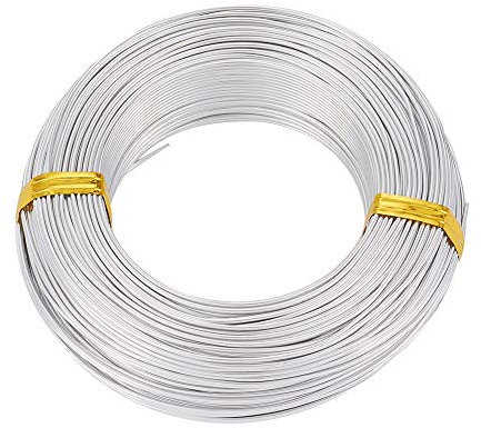 Alambre de aluminio de 114 pies de Cheriswelry. Alambre de metal flexible de plata, 2,5 mm de grosor, para hacer joyas, muñecas, esqueleto, manualidades