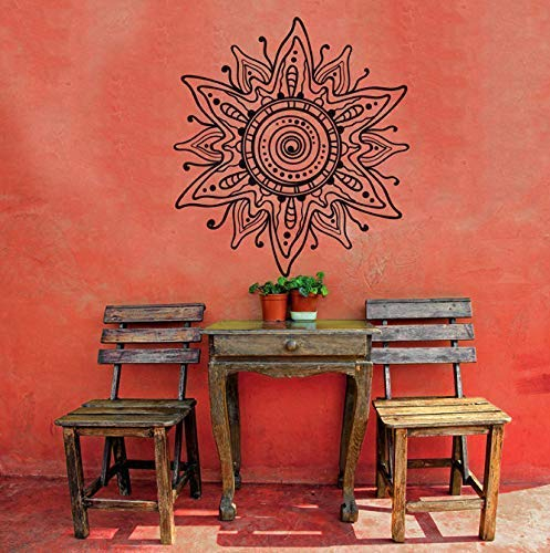 Mandala Blume Wandtattoo-Blume Ma Hendi Muster Wandkunst Mandala Vinyl Aufkleber Aufkleber Boho Boho Style Schlafzimmer Indien 57X57Cm