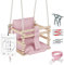 MAMOI® Babyschaukel, Schaukel Indoor und Outdoor, Holzschaukel für Baby und Kinder, Kinderschaukel, Schaukeln aus Holz, Kleinkinderschaukel für kinderzimmer und Aufhängehaken, 3 in 1