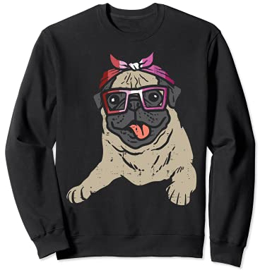 Pug Dog Bandana LGBT Lesbian Flag Gay Pride Women Sweatshirt
