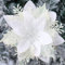 Vitalili Lot de 12 poinsettia artificielles de Noël avec pinces et tiges à paillettes pour sapin de Noël, décoration de fête d'hiver (Blanc)