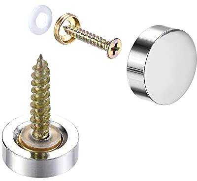 sourcing map 10 STK. Spiegel Schrauben dekorative Kappe Befestigungen Panelschrauben Abdeckung Nägel galvanisierend 16mm Helles Silber 304 Edelstahl