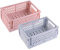 Misazy Storage Basket 2 Pcs Collapsible Crate, Folding Storage Box, Pink and Blue Plastic Crates for Cosmetics, Stationery and Desk Accessories