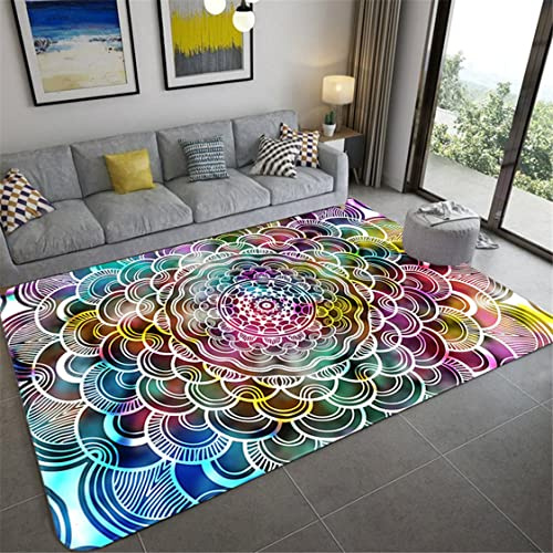 Bunte Sterne Himmel Mandala Großer Teppich Wohnzimmer Bodenmatte Geometrische Blumen Vintage Europa Stil Mädchen Schlafzimmer Teppich Badezimmer Matte Fußmatte Gebetsmatte (Grau,120x180 cm)