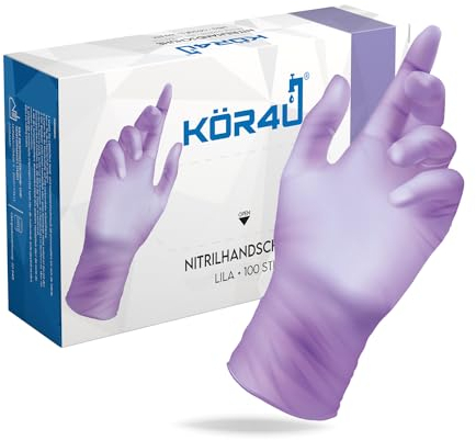 kör4u Guanti in nitrile, colore viola, M, 100 pezzi, senza polvere, senza lattice, extra forti, monouso