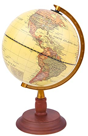Topglobe Antiker Globus mit Holzsockel, 20 cm Durchmesser, 20 cm