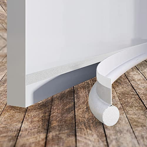 IANTE Paraspifferi Sottoporta Adesivo per Porte Interne, Esterne, Blindate e Finestre | Blocca Luce, Spifferi, Polvere e Insetti (BIANCO)