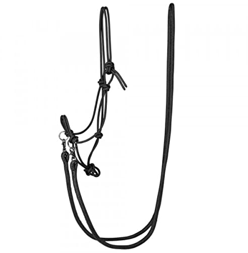 PFIFF Knotenhalfter mit Zügel aus stabilem Seilmaterial mit Snapkarabiner dunkelblau (Cob)