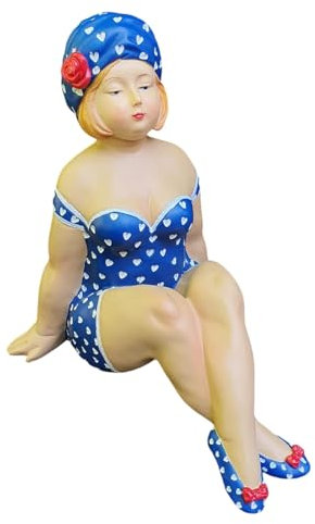 Aspinaworld Gartenfigur, Gartendeko, sitzende Badenixe Figur 20 cm, Badefrau, Pool Deko, Gartenstatue, Badezimmer Deko, Teichdeko, Balkonfigur