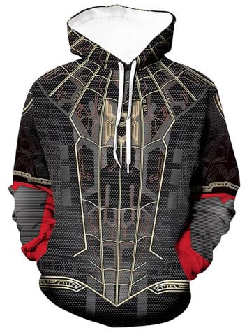 Wsysnl Cos Spider Gwen Superhelden-Sweatshirt, 3D-Stil, Reißverschluss, Kinder/Unisex, Erwachsene, Schwarz 1, XL