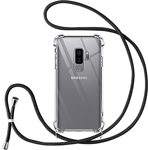 Vauki handyband für Samsung Galaxy S9 Plus Hülle mit Band Handyhülle Silikon Transparent zum Umhängen Stoßfest mit Kordel Necklace Schnur TPU Bumper Case für Samsung S9 Plus