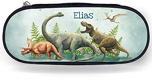 Wandtattoo Loft Federmäppchen Jungen mit Dinosaurier Motiv, personalisierbar mit Wunschnamen, Schlampermäppchen, Federtasche, Mäppchen, Federmappe Dino, Etui, Pencil Case Boy, Einschulungsgeschenk