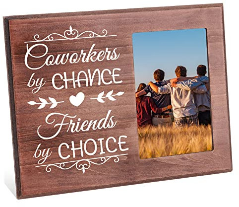 FINGERINSPIRE Bilderrahmen Coworkers By Chance Friends By Choice 10x15 cm Abschiedsfotorahmen Zum Aufhängen/Tischplatte Holzrahmen Zum Abschied als Geschenk Für Kollegen Arbeit Beste Freundin Team