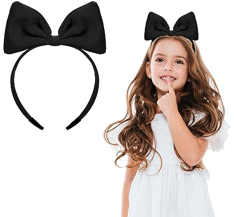 WLLHYF Bandeaux à nœud rouge avec nœud papillon - Accessoires de cheveux parfaits pour femmes et filles fête cosplay Noël Halloween cadeau (noir)