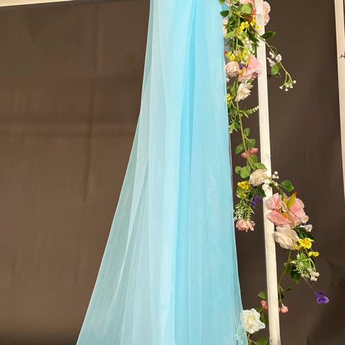 5m x 160cm Soft Tüllstoff,Tüll Stoffe zum Nähen,Netzstoff Dekostoff Drapierstoff für Arbor Hochzeit Vorhang Hochzeitsbogen Freihanddeko Querbehang Gardine Torbogen Zeremonie Party Dekor,Hellblau