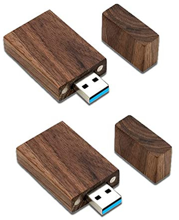64 Go Clé USB 3.0 en Bois Lot de 2, JBOS Clé USB 64 Go 3.0 Super-Speed 2 Pièces Clef USB 64GB Élégante Flash Drive Thumb Drive Cadeau d'affaires ou Cadeau pour Amis,Noyer Noir