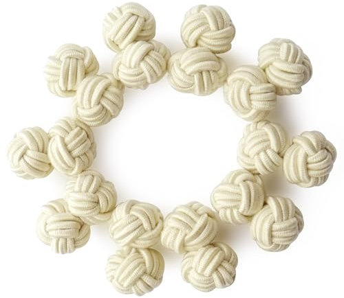 HONEY BEAR 5 Paar Herren/Damen Seide Stoff Knoten Seidenknoten Manschettenknöpfe Set (Beige ohne Box)