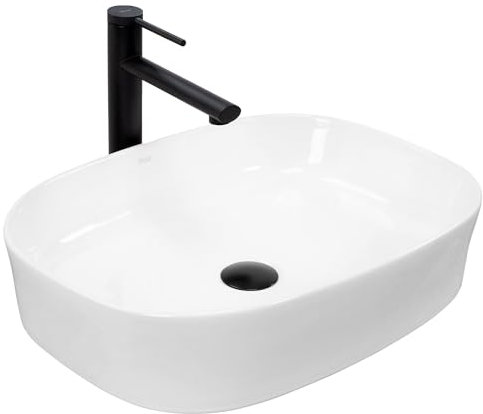 Rea Aufsatzwaschbecken Angie, Badezimmerwaschbecken, 520 x 380 x 115 mm, Keramik (weiß)