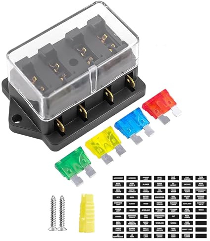RED WOLF Porte-fusibles 4 voies avec 4 fusibles 10 A/15 A/20 A/30 A pour voiture, bateau, camping-car, camion, yacht, boîte à fusibles ATO