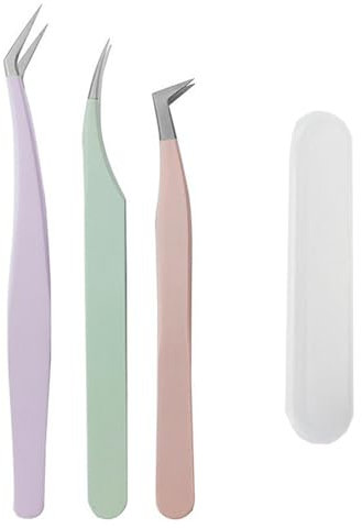 3 Pcs Pinzetta Extension Ciglia Pinzetta per Extension Ciglia Professionale Professionale Pinzette in Acciaio Inox Pinzette per ciglia finte Clip per Estensioni Ciglia, DIY