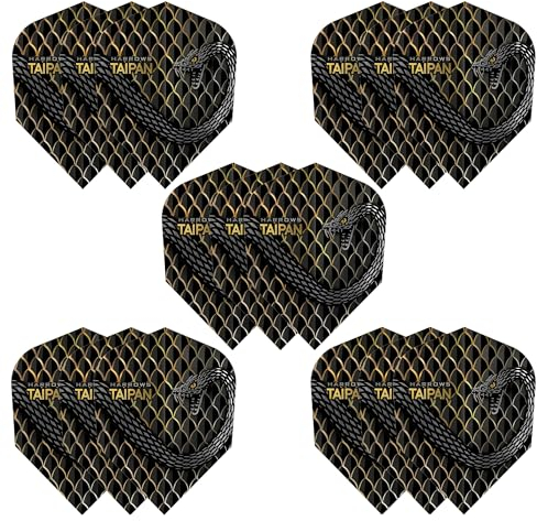Harrows Taipan Dart-Flights | 5 x Sets Darts Flights (15 Flights insgesamt) I 100 Mikron Dart Flights I Premium Extra Stark Made in UK I Professionelles Dartzubehör I Gold Dart Flights